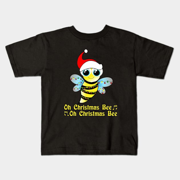 Oh Christmas Bee Ornaments Bee Lovers Santa Hat Lights Gift Kids T-Shirt by issambak